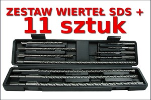 11SZT ZESTAW WIERTEŁ DO BETONU SDS + SILVER